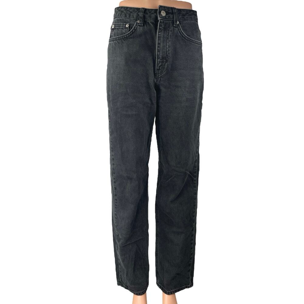 NA-KD Women's Black High Waisted Straight Wide Leg Casual Denim Jeans Size 34